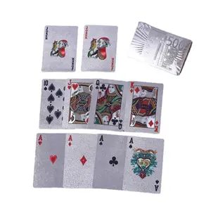 Özelleştirilmiş su geçirmez Poker oyun kartları altın folyo gümüş folyo siyah PVC Poker