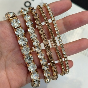 SONGSHUO Bracelet Tennis Moderne Plaqué Or 18K avec Zircon Cubique Transparent, Ensemble de Bracelets Empilables en Cristal pour Femme, Bijoux de Mariage et de Fête - Product Image 3