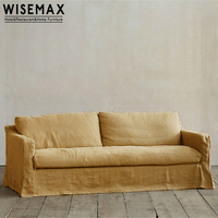 WISEMAX – meubles de salon, meubles de salon, ancien design, tissu de lin, canapé 2 places, remplissage de plumes blanches, canapé d'angle pour la maison