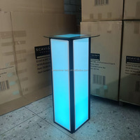 Table de cocktail haute illuminée, portable, pliable, carrée, LED, contemporaine, pour hôtel, facile à assembler, mobilier
