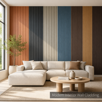 Revêtement mural WPC de haute qualité, co-extrudé, anti-UV, anti-décoloration, imperméable, ignifuge, surface à grain de bois 3D pour hall moderne