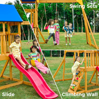 Structure de jeu extérieure en bois pour enfants, balançoire personnalisable, structure de jeu pour parc, école, garantie 5 ans