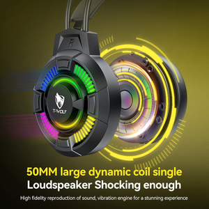 T-WOLF H140 7.1USB <span class=keywords><strong>Headset</strong></span> Gaming suara Surround dengan mikrofon untuk Gamer PC Headphone atas telinga untuk musik dengan penutup telinga lembut - Product Image 5