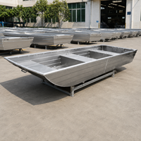 Nouveau bateau à fond plat en aluminium de 16 pieds, coque renforcée de 2,5 mm, pont antidérapant pour 6 personnes, faible profondeur, pêche en rivière ou en marais