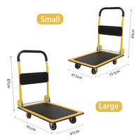 Chariot à main pliable en acier pour usage quotidien au bureau, roues silencieuses, petit chariot plat pour le transport de dossiers, colis et courses
