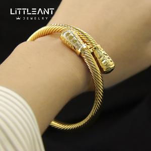 Khuyến mãi Trung Đông: Lắc tay vàng 21K mạ vàng đơn giản, có thể điều chỉnh, chất liệu đồng thau, thiết kế Dubai, dành cho nữ - Product Image 5