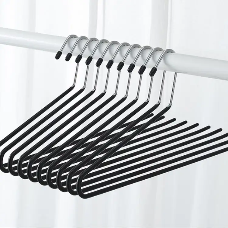 Wholesale color non-slip PVC coated pants 2 font metal wire laundry hangers