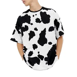 t shirt wholesale cheap oversized cow print halloween cotton tshirt