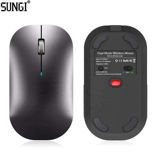 Dual Mode 2.4G Wireless Mouse Cordless Mice with Nano USB Rechargeable for PC Laptop MacBook and All BT Devices