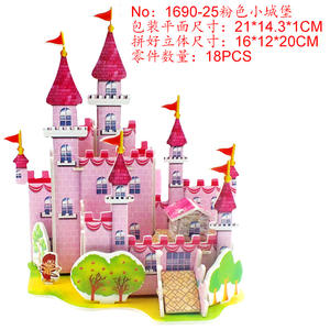 Vente chaude 3D Puzzle <span class=keywords><strong>En</strong></span> <span class=keywords><strong>Bois</strong></span> Jeu D'éducation Précoce pour 2-7 Ans Garçons et Filles 3D Papier Puzzle Rose Forêt <span class=keywords><strong>Cabane</strong></span> Puzzle - Product Image 2