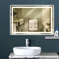 Miroir de salle de bain rectangulaire sans cadre moderne de haute qualité, électronique, anti-buée, intelligent, à LED, mural, pour mariage
