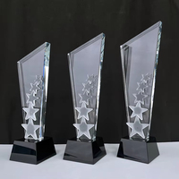 Médaille de trophée en cristal givré personnalisée en gros, trophée en cristal étoile vierge, médaille de trophée ronde MVP en cristal pour le sport