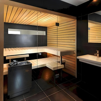 Poêle de sauna électrique infrarouge lointain tout-en-un Triunity SUANA-SD 9KW pour extérieur, moderne, à vapeur sèche, 2 personnes, en hemlock, anti-UV, garantie 1 an, avec prise.