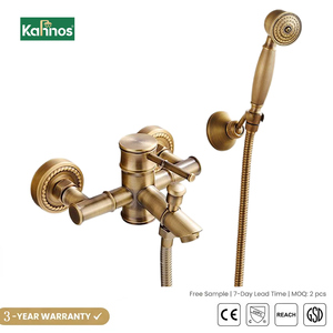 Grifo de Bañera de Lujo al por Mayor, de Latón Antiguo, Montado en la Pared, Clásico, Vintage, Bronce Pulido, Válvula de Cerámica, Mezclador de Agua Fría y Caliente - Product Image 1