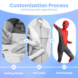 Traje de Spiderman para Niños, Disfraz de Superhéroe, Mono Rojo y Negro de Cuerpo Entero con Máscara Frontal - Product Image 3