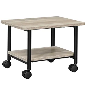 VASAGLE-carrito de mesa de impresora Industrial de 2 niveles, estante de almacenamiento, de madera, con ruedas bloqueables