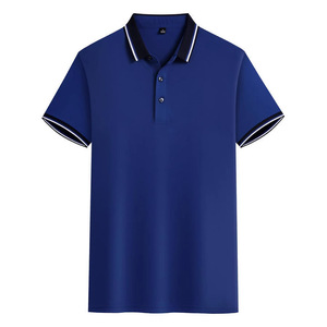 Camisa Polo de Poliéster de Color Sólido para Hombre, Manga Corta, Ropa de Trabajo, Uso Diario, Azul - Product Image 1