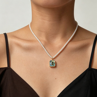 Collier de perles vintage noir et blanc avec pendentif spirale en émail et nacre, élégante chaîne de clavicule pour femme, bijoux de mode