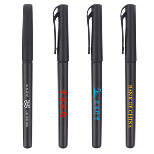 Custom Pen Frosted Ballpoint Pen Matte Black <b>Rod</b> With Black Core <b>Plastic</b> Shell Silk Screen Printing Promotional Gift Set - Product Image 5