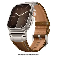 Tendance Mode 2026 - Bracelet de Montre en Cuir Véritable Rétro Durable avec Connecteur Métallique Modifié