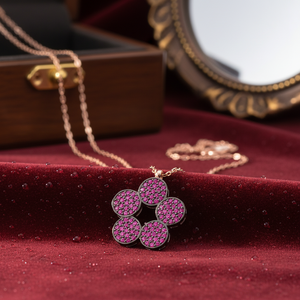 Colgante de Plata de Ley 925 con Cinco Piedras de Rubí y Circonita, Diseño Turco, Hecho a Mano, Bañado en Rodio y Oro, Venta al por Mayor - Product Image 3