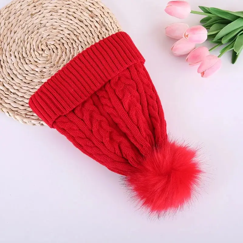 Gorro de punto con forro polar, gorro de invierno con pompón superior, barato, promoción