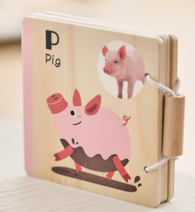 Động vật từ nhận thức phim hoạt hình dễ thương cuốn sách gỗ bé giáo dục sớm học tập Montessori cuốn sách gỗ - Product Image 3
