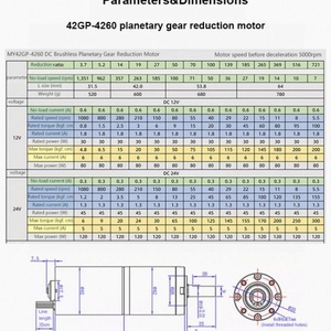 Motor de Reducción Planetario BLDC sin Escobillas, 12V 24V 42mm 4260, Alto Torque, Baja Velocidad, Larga Vida Útil, Bajo Ruido, 7-1351 rpm - Product Image 5