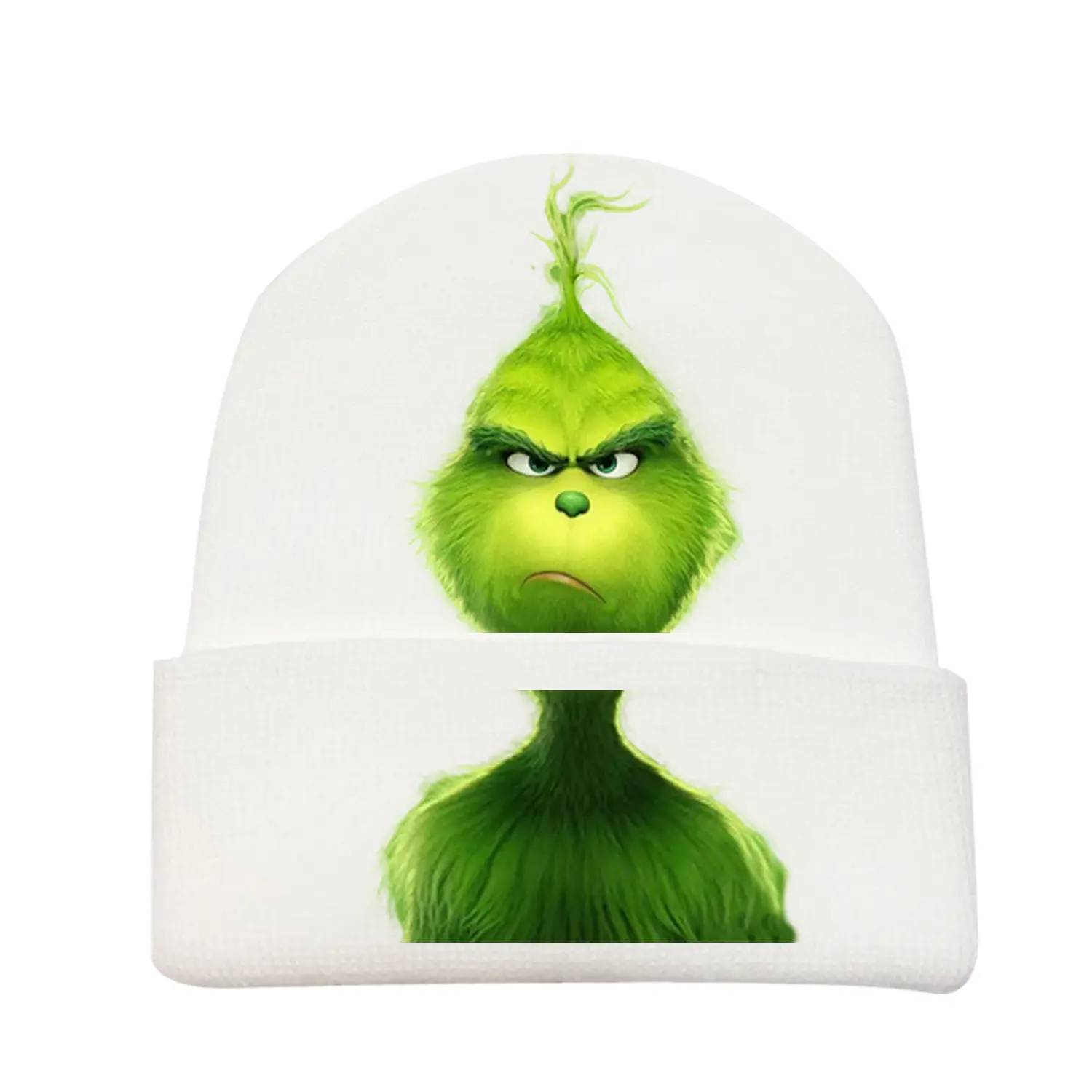 Рождественская зеленая шапка с монстром, теплые однотонные шапки унисекс