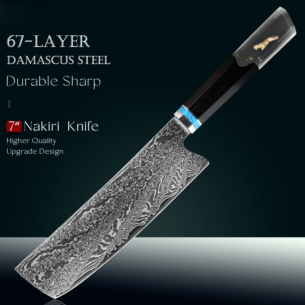 Nakiri Knife 67 layers Damascus steel VG10 core