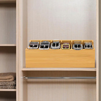 Organisateur de ceinture en bois moderne personnalisé avec 6 compartiments, porte-placard en bambou et porte-cravates, boîte à finition laquée pour le rangement de la ceinture