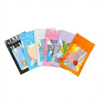Sachet d'emballage personnalisé mini transparent holographique rose refermable anti-odeur pour aliments, boucles d'oreilles et lunettes