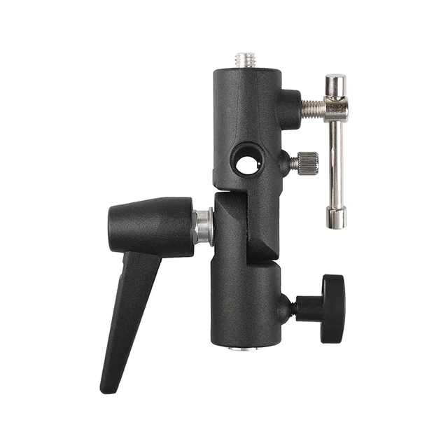 H-Type Camera Flash Bracket 1/4 3/8 Adjustable Light Stand Mount with Umbrella Hole Anti-Slip Studio Speedlight LED Fill Light
