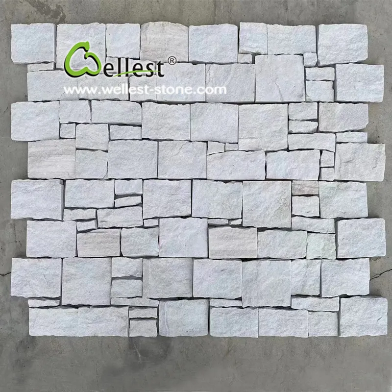 Batu pasir krem putih untuk pelapis dinding eksterior ubin batu