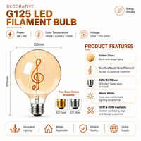 Vente flash - Ampoule à filament LED G125 LOVE HOME avec logo personnalisé, E26 E27 2W 4W, globe lumineux décoratif pour Noël, cadeau de fête, OEM