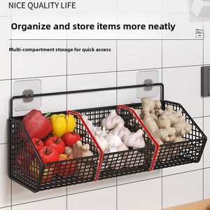 Metal <strong>Wall</strong> Hanging Kitchen Shelf <strong>for</strong> Onion Ginger Garlic Condiments Spice Fruit <strong>Storage</strong> Rack Punch-Free <strong>Wall</strong> Drain <strong>Basket</strong> - Product Image 5