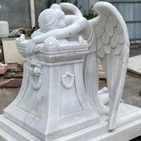 Statues d'anges pour cimetières en granit Statues d'anges en marbre grandeur nature pour cimetière à vendre