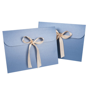 Custom recyclable silk scarf packaging paper boxes flat folding envelopes packing for silk scarf with ribbon