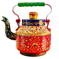 Neue Bestseller Handgefertigte Umweltfreundliche Art-Deco Dekorative Teekanne mit Lebendigen Blumenmustern und Traditionellen Indischen Motiven für den Ruhestand