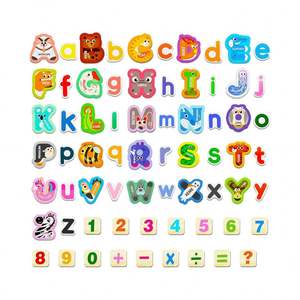 Aimants de réfrigérateur en papier Art Déco pour tout-petits, 26 lettres, adorables animaux, alphabet minuscule, chiffres 0-9, symboles mathématiques, imperméables - Product Image 1