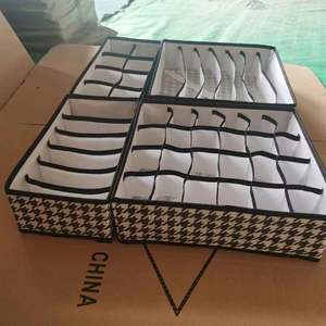 กล่องเก็บชุดชั้นในแบบพับได้ 4 ชิ้น ปี 2024 ทำจากผ้าไม่ถักทอ สำหรับจัดระเบียบและแบ่งช่องเก็บของในบ้าน - Product Image 5