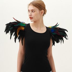 Écharpe de luxe en dentelle à plumes pour femme, style punk gothique, pour Halloween, cosplay, châle, cape, <span class=keywords><strong>col</strong></span> d'épaule, couleur personnalisée confortable - Product Image 5
