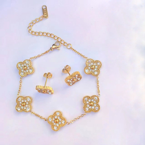 Conjunto de Joyería de Moda con Trébol de Circonitas, Acero Inoxidable Hipoalergénico, No se Deslustra y Resistente al Agua, Incluye Pulseras, Collares, Pendientes y Anillos - Product Image 6
