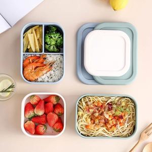Lonchera Portátil para Niños, Libre de BPA, con 3 Compartimentos, Contenedor de Almacenamiento de Alimentos de Silicona Antiderrames - Product Image 4