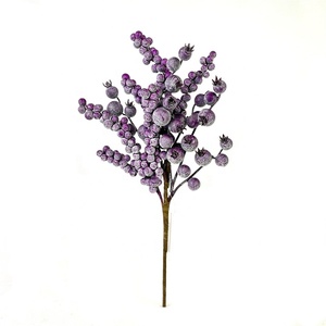Frutas artificiales púrpuras de bayas simuladas para DIY, decoración de árbol de Acción de Gracias de Navidad, adorno de flores de bayas, decorativo de Halloween - Product Image 1
