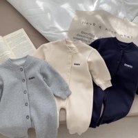 Vêtements pour nouveau-nés, combinaison décontractée d'hiver pour bébé, couleur unie, unisexe, manches longues, combinaison 3T, polyester/coton, fermeture à boutons