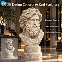 Buste de Zeus classique en marbre grandeur nature, sculpture sculptée à la main, sur mesure pour l'intérieur d'hôtel, de villa ou de jardin, statue d'art grec antique