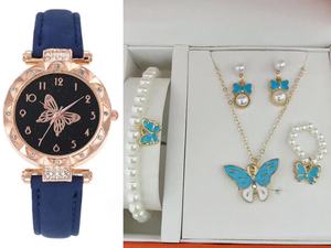 Moda <span class=keywords><strong>orologio</strong></span> al quarzo con quadrante a farfalla da donna in pelle Casual <span class=keywords><strong>orologio</strong></span> <span class=keywords><strong>normale</strong></span> da donna <span class=keywords><strong>orologio</strong></span> al quarzo da 6 pezzi/set - Product Image 3