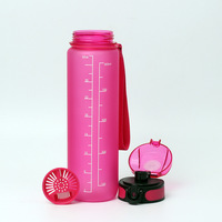 Bouteille d'eau de sport personnalisée 1000 ml avec couvercle à ouverture rapide, échelle de temps et infuseur à thé, portable pour activités extérieures