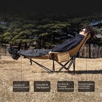 Chaise pliante d'extérieur élargie de 60 cm avec réglage sur 3 niveaux, repose-pieds amovible, chaise de camping portable